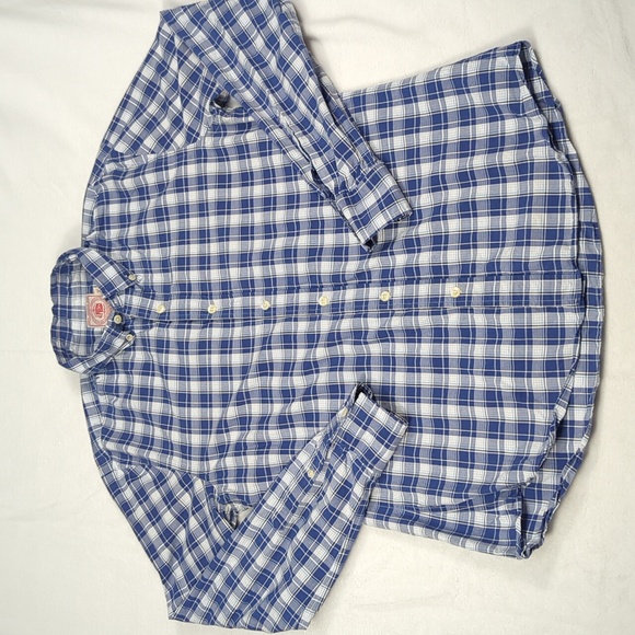 J. Press Blue & White Checkered Plaid Long Sleeve Button-down Mens Shirt Size Md - Picture 2 of 4